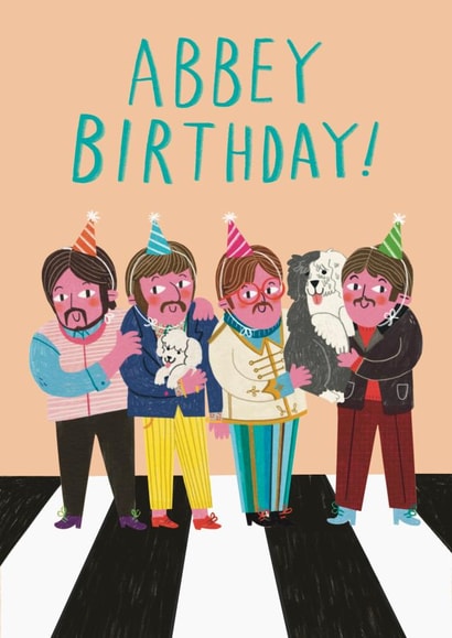 Cute Birthday Card - The Beatles - Abbey Road created by Alice Mole Illustration