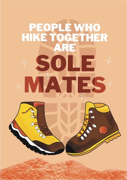 Hiking lovers card for anniversary created by Deborah Woodthorpe Illustration