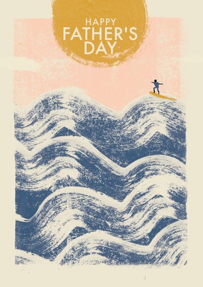 Classic Father's Day Card - Surfing Illustration created by Rebecca Prinn