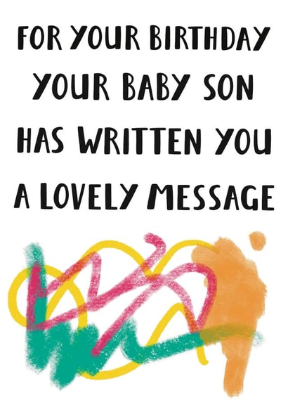 Funny Birthday Card - From Baby Son - Baby Scribbles created by Jimmy Doodle