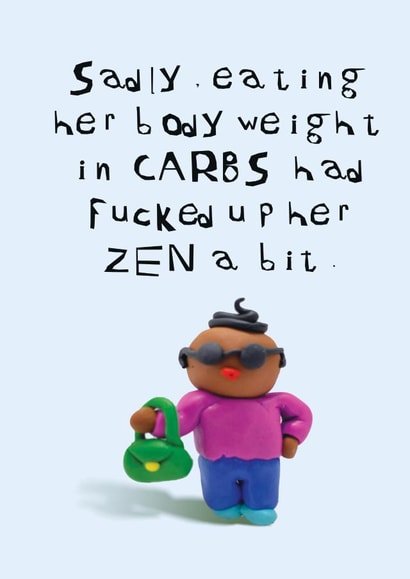 Funny card for your carb-loving friend on her birthday or any day created by CHARLOTTE WEBB UK