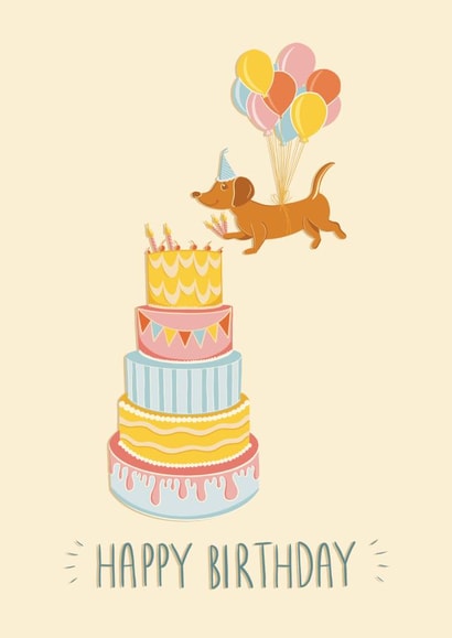 Cute Fun Birthday Card For Sausage Dog Lovers created by Emily Caroline 