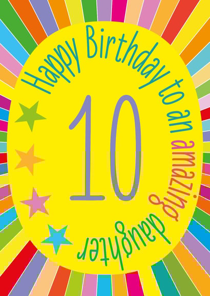 Colourful Birthday Card - 10th - For Daughter created by size3art