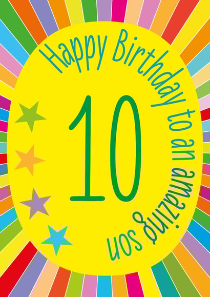 Colourful Birthday Card - 10th - For Son created by size3art