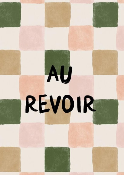 Cute Checked Au Revoir Leaving Or Retirement Card created by I am Nat