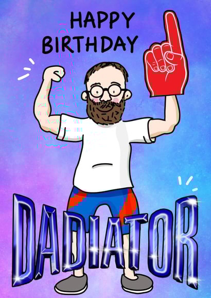 Funny Birthday Card - for Dad - Gladiators created by Rosie Johnson Illustrates