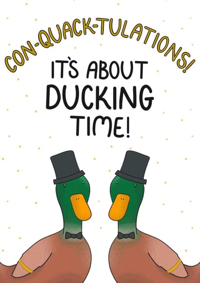 Funny Wedding Card - Duck Puns - LGBTQIA+ - Con-quack-tulations! created by Doris Dishcloth