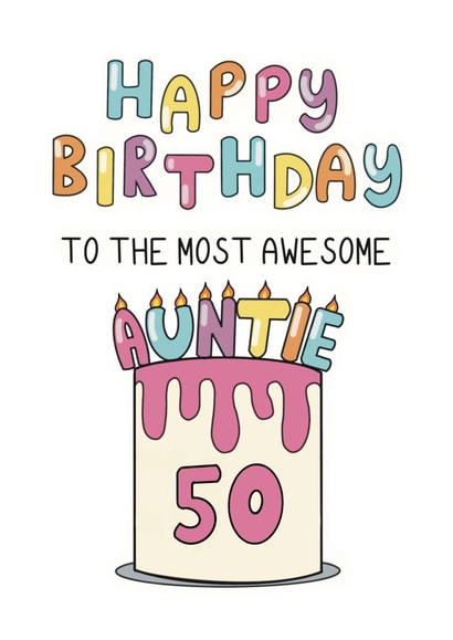 Classic Birthday Card - 50th - For Auntie created by Schnauzer Scribbles