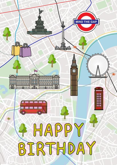 Fun Birthday Card - For Him - Central London Map created by That Little Map Shop