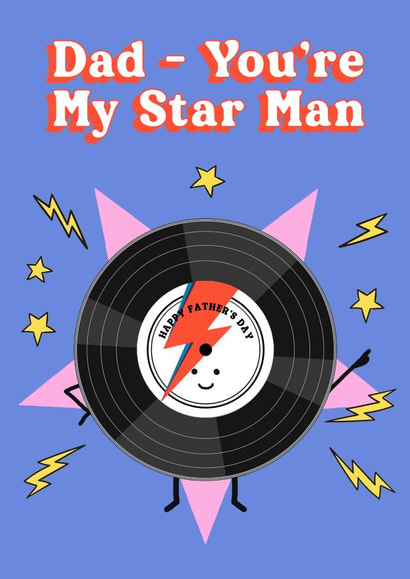 Retro 70's Father's Day Card - David Bowie - Star Man created by Of Life & Lemons Ltd.