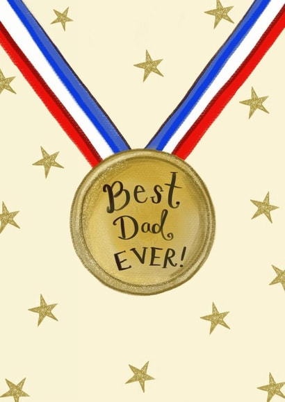 Cute Fathers Day Card - Best Dad Ever - Medal created by Love Lucy Illustration