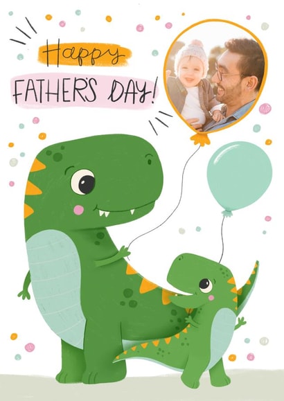 Cute Fathers Day Photo Card - Dinosaur created by Hollie McManus Illustration