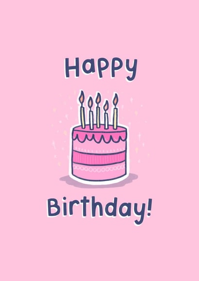 Cute Classic Happy Birthday Card For Her - Traditional, Arty, Pretty Pink Girlie created by Mellow Doodles