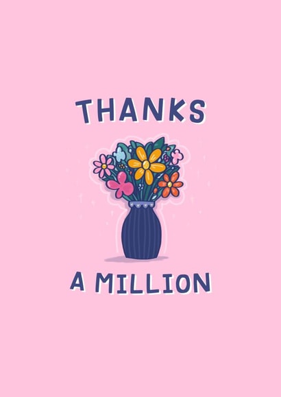 Cute Thank You Card For Her - Pretty Illustrated Flowers - Arty, Classic, Modern created by Mellow Doodles