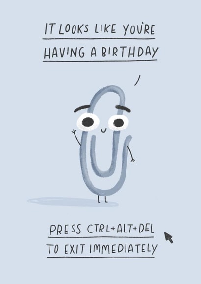 Funny Birthday Card - Nostalgic 90s - featuring Clippy created by Pilea Press