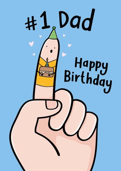 No1 Dad Birthday Card - Funny - Finger Drawing created by Fliss Muir