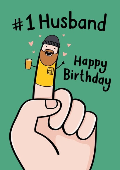 No1 Husband Birthday Card - Funny - Finger Drawing created by Fliss Muir