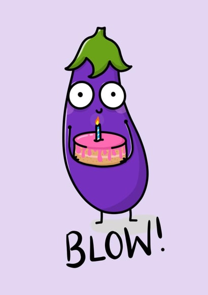 Cheeky Birthday Card - For Friend or Partner - Aubergine Emoji created by Leanneco.Studio