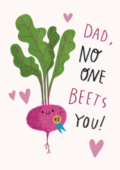 Cute Father's Day Card - Gardening Beetroot Pun - No One Beets You! created by Alice Mole Illustration