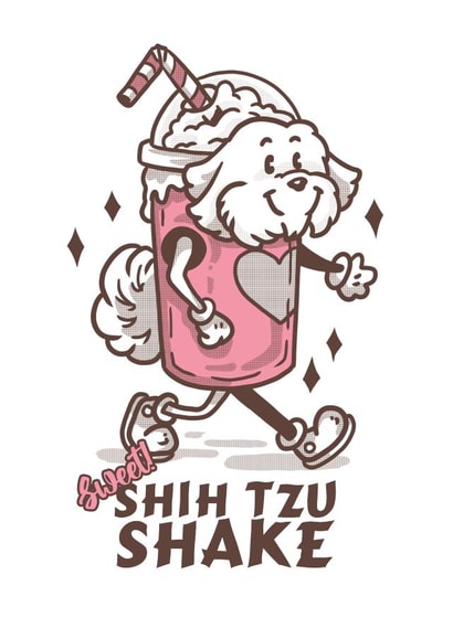 Shih Tzu Shake - Just to Say - Retro style cute card for loved one created by Elspeth Rose