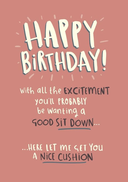 Birthday  - Good Sit Down - Funny - Cheeky - Age Card created by Pink wink
