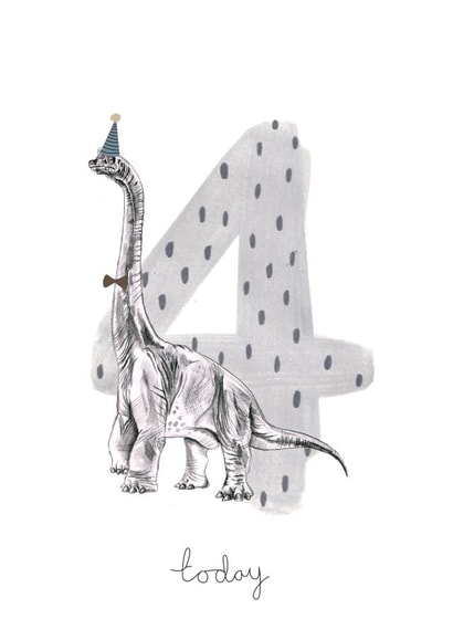 Cute Birthday Card - 4th - Dinosaur created by Halle-lula P