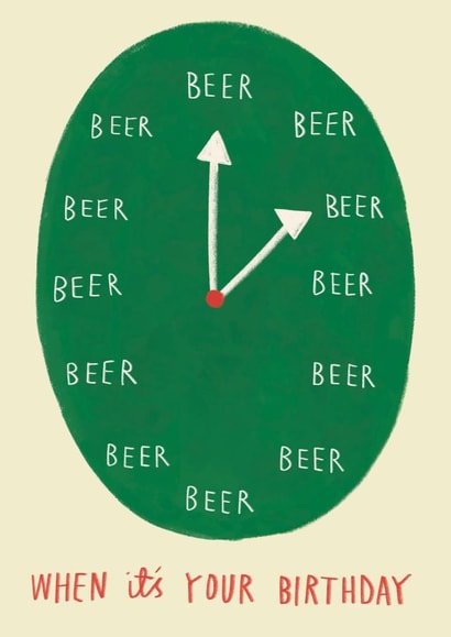 Funny Birthday Card - Beer Lover - Time For Beer created by Alice Mole Illustration