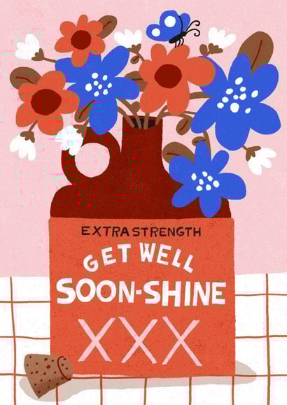 Pretty Get Well Soon Card - Extra Strength Get Well Soon-Shine Illustration created by Aley Wild Illustration