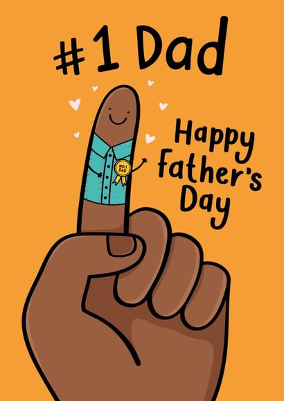 No.1 Dad Father's Day Card - Funny - Finger Drawing created by Fliss Muir