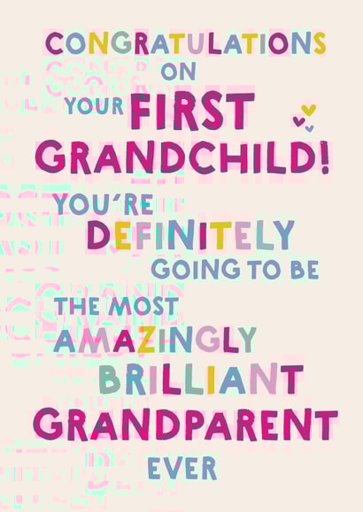 Cute Congratulation Card - First Grandchild - New Grandparent created by Wink Design - Michelle Roberts