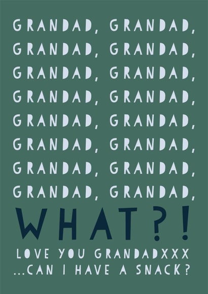 Funny Father's Day Card - From The Kids - Grandad Grandad Can I Have a Snack? created by Heather Alstead Design LTD