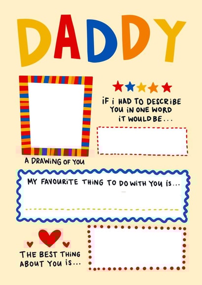 Cute Write Your Own Fathers Day Card - Personalised - Daddy created by Lucy Maggie Designs