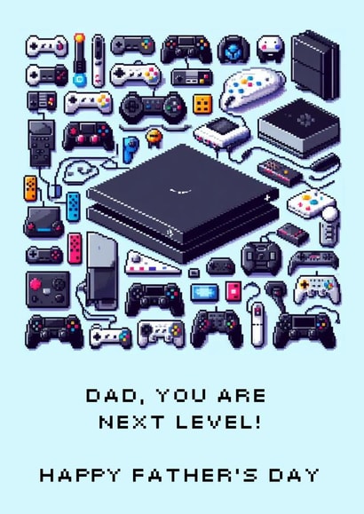 Fun Father's Day Card - For A Gamer Dad - Dad, You Are Next Level! - created by Ink Icons