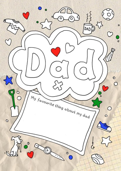 Cute Father's Day Card - Colour in - From The Kids created by Kate Garrett