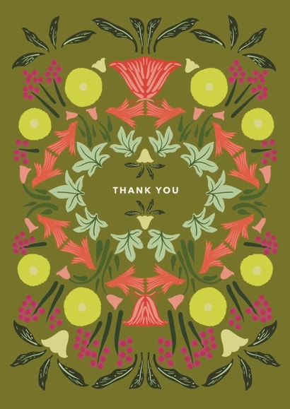 Thank you pretty floral illustrated card with birds on - for a friend or loved created by Isabel Canvas