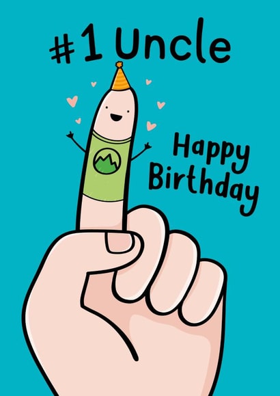 Cute Birthday Card - Finger Drawing - No1 Uncle created by Fliss Muir