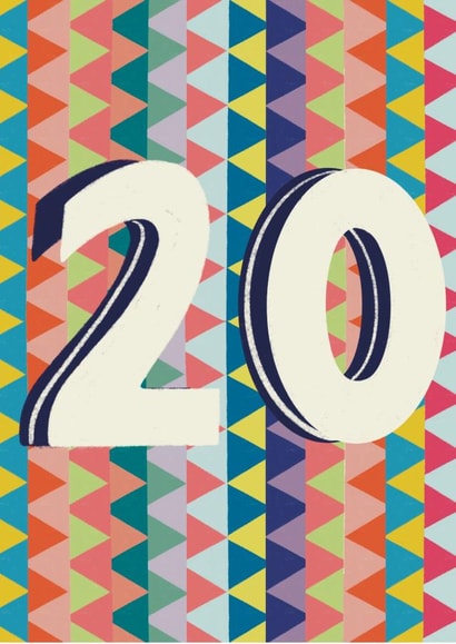 Fun Birthday Card - Modern Geometric Pattern - 20th created by Isabel Canvas