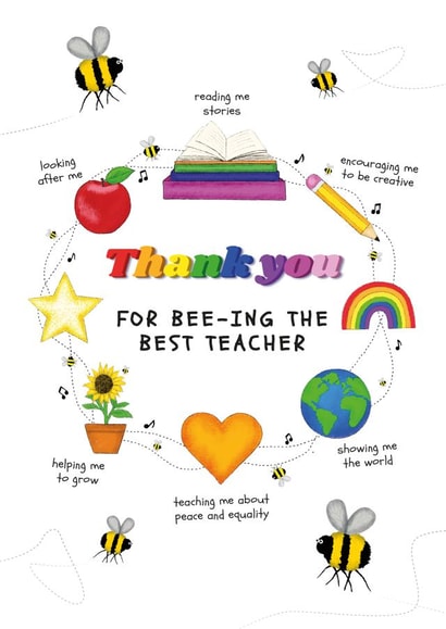 Teacher Thank you Card for the Best Teacher created by badgerbee design
