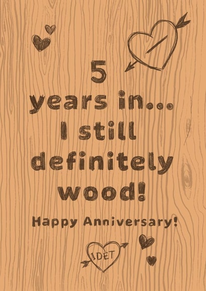Cheeky anniversary card for your husband or wife on your 5th wedding anniversary created by Dani Verbeeten