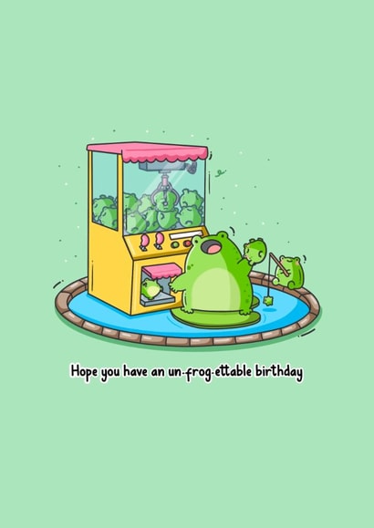 Funny Cute Frog Birthday Card – Unfroggettable Celebration created by Toastedink