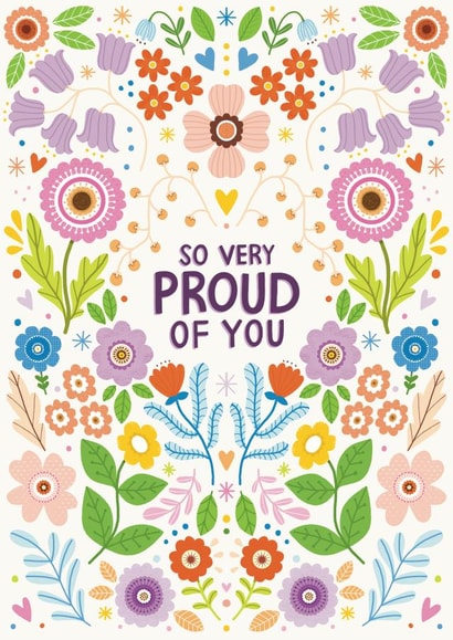Pretty Congratulations Card - Proud Of You - Floral Illustrations created by Leaf Lane Studio