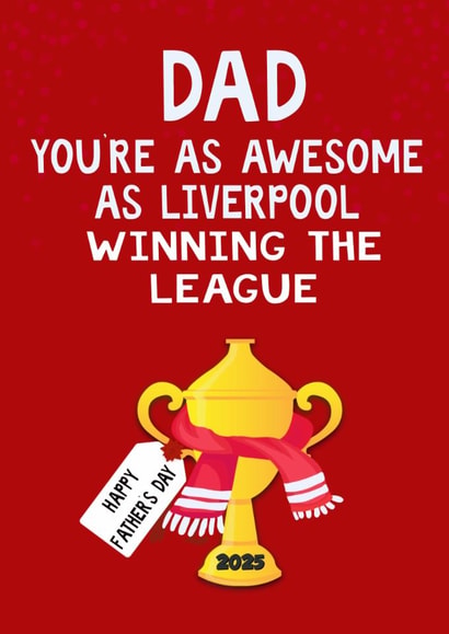 Liverpool 2025 League Win Card  Perfect Father’s Day card for Football Fans created by Kerrylovescards