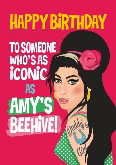 Amy Winehouse - Funny Birthday Card - Beehive created by Atwood & Atwood