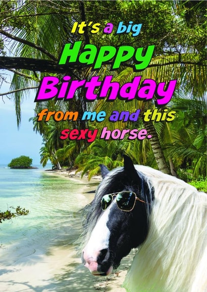 Funny Birthday Card - From Me And This Sexy Horse created by OBJECTABLES