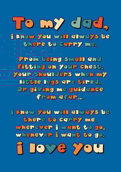 Sentimental Father's Day card - You carry me the through stages in life created by @katiehounsomeillustrator