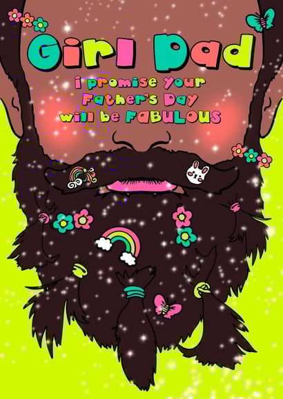 Cute Father's Day card for all the Girl Dad's out there - you are FABULOUS created by @katiehounsomeillustrator