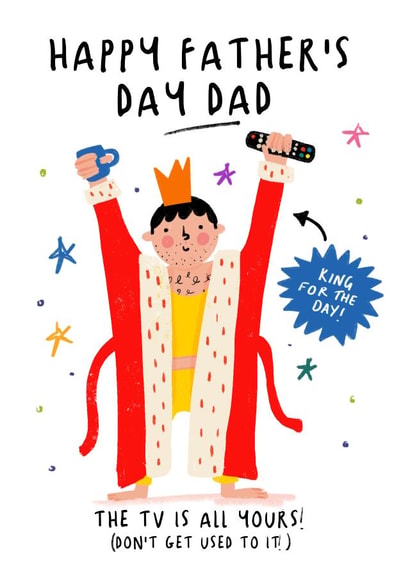 Fun Father's Day Card - King For The Day created by NICHOLA COWDERY ILLUSTRATIONS 