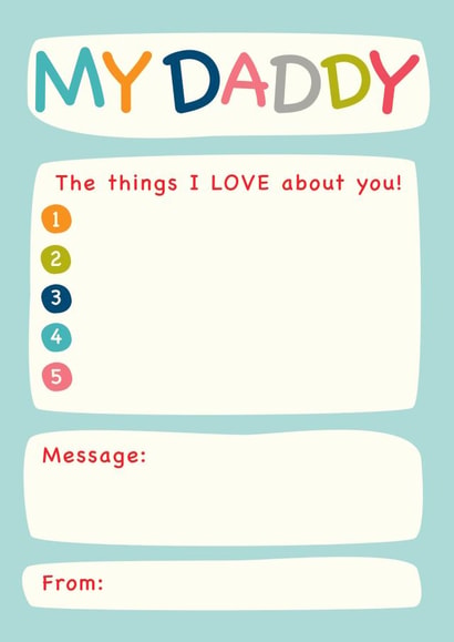 Cute Father's Day Card - What I Love About Daddy created by The Boy and the Bear