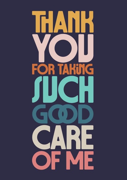 Classic Thank You Card - Bold Typography - Taking Care Of Me created by Rebecca Prinn