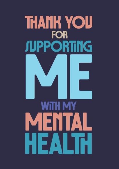 Heartfelt Thank You Card - Supporting Mental Health - Typography created by Rebecca Prinn